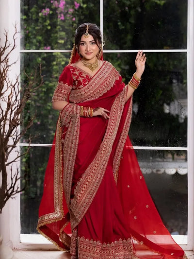 Stunning Designer Saree - Heavy Thread & Sequence Work for Wedding Season