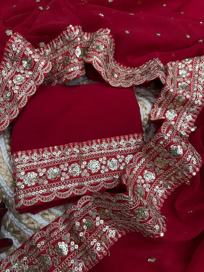Stunning Designer Saree - Pure Georgette with Embroidery for Wedding Season