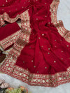 Stunning Designer Saree - Pure Georgette with Embroidery for Wedding Season