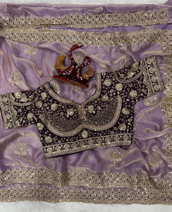 Stunning Designer Satin Saree - Sequin & Zari Work for Festive Occasions