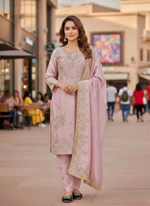 Stunning Designer Silk Kurti Set - Heavy Embroidery & Real Mirror Work for Festive Wear