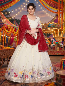 Stunning Designer White Lehenga - Heavy Embroidery for Wedding