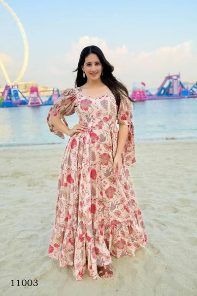Stunning Digital Printed Gown - Festive Wear Ethnic Gown for Women