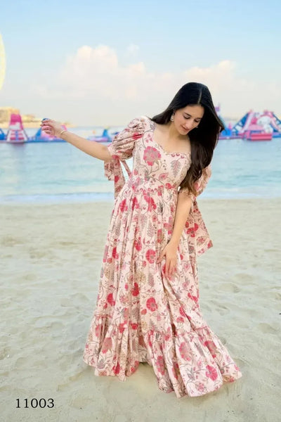 Stunning Digital Printed Gown - Festive Wear Ethnic Gown for Women