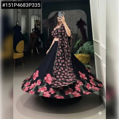 Stunning Dola Silk Lehenga - Digital Floral Print for Festive & Spring Wear