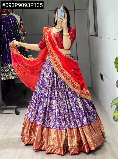 Stunning Dola Silk Lehenga - Fully Printed Foil Work for Festive Occasions