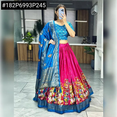 Stunning Dola Silk Lehenga - Printed Foil Work for Festive Wear