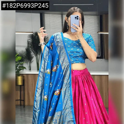 Stunning Dola Silk Lehenga - Printed Foil Work for Festive Wear