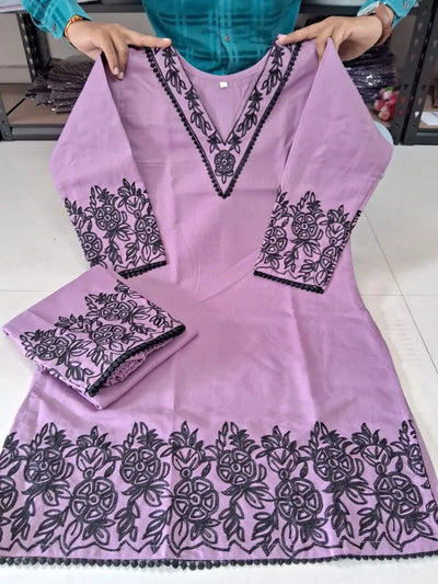 Stunning Embroidered Cotton Kurti Set - Festive Wear for Women