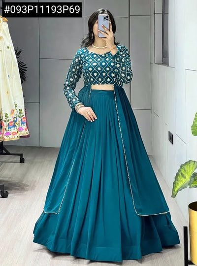 Stunning Embroidered Georgette Lehenga Set - Festive Wear