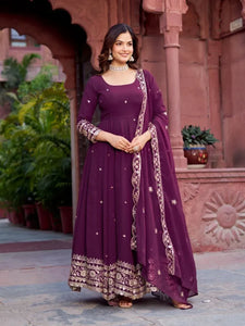 Stunning Faux Georgette Embroidered Gown Set - Heavy Sequins Work Festive Wear for Women