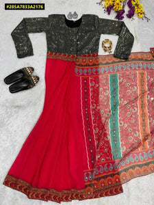 Stunning Faux Georgette Gown - Sequin & Mirror Work for Party Wear