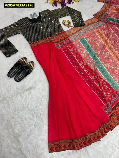 Stunning Faux Georgette Gown - Sequin & Mirror Work for Party Wear