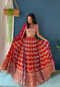 Stunning Faux Georgette Lehenga Choli - Heavy Sequins Zari Embroidery Festive Wear