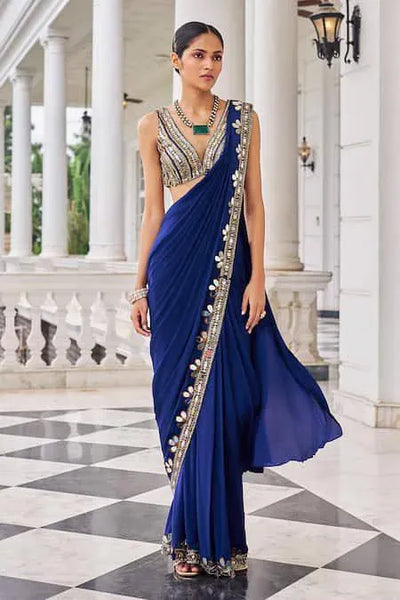 Stunning Faux Georgette Ready-to-Wear Saree - Real Mirror Work for Women