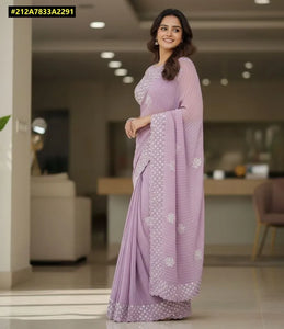 Stunning Faux Georgette Sequin Saree - Elegant Festive Wear for Women