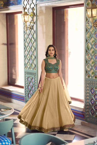 Stunning Fendi Fabric Lehenga Choli - Heavy Embroidery Festive Wear for Women