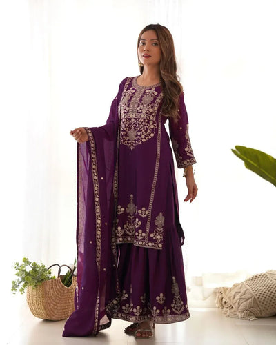 Stunning Fendy Sequence Suit Set - Embroidered Festive Wear for Women