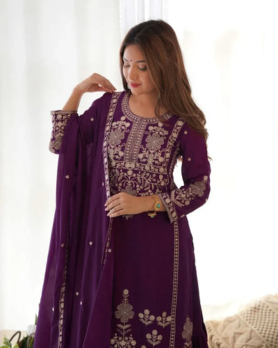 Stunning Fendy Sequence Suit Set - Embroidered Festive Wear for Women