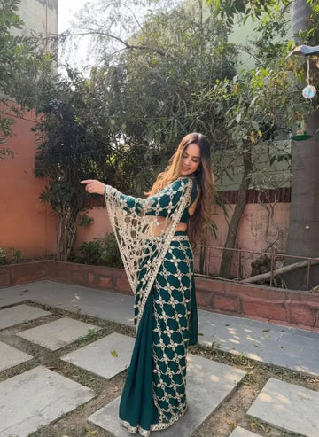 Stunning Fendy Silk Designer Saree - Real Mirror Work for Festive Occasions