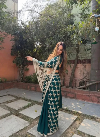 Stunning Fendy Silk Designer Saree - Real Mirror Work for Festive Occasions