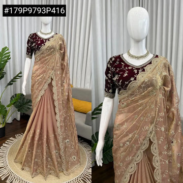 Stunning Fendy Silk Saree - Intricate Sequin Work for Festive Wear