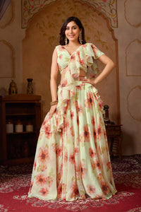 Stunning Floral Georgette Lehenga - 4.5m Flair Festive Wear for Women