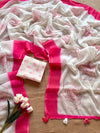 Stunning Floral Print Soft Linen Saree with Running Blouse for Festive Wear