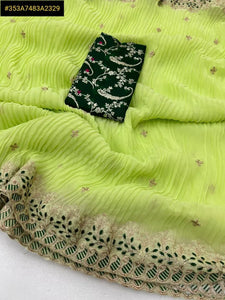 Stunning Fox Georgette Crush Saree - Heavy Embroidery for Women