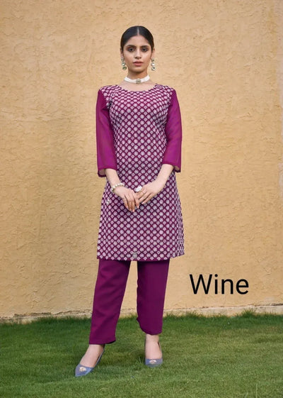 Stunning Fox Georgette Kurti Set - Chikan Embroidery for Women