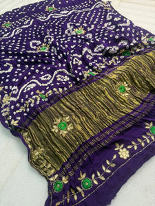 Stunning Gaji Silk Bandhani Saree - Gota Pati Handwork for Festive Wear