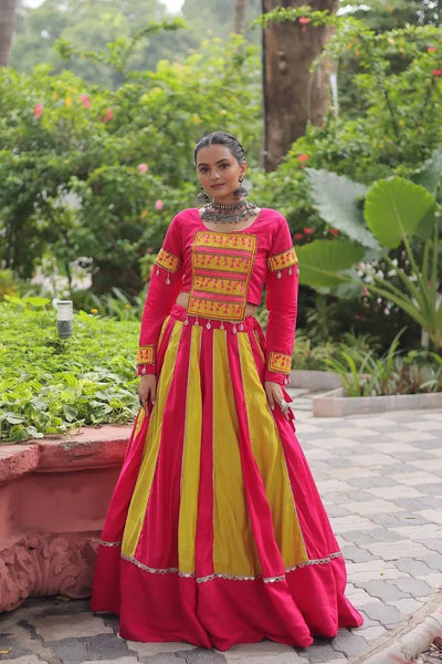 Stunning Gamthi Embroidered Lehenga Choli - Fully Stitched Festive Garba Wear for Women