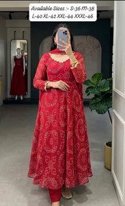 Stunning Georgette Anarkali Gown - Elegant Bandhani Palazzo Suit for Festive Wear