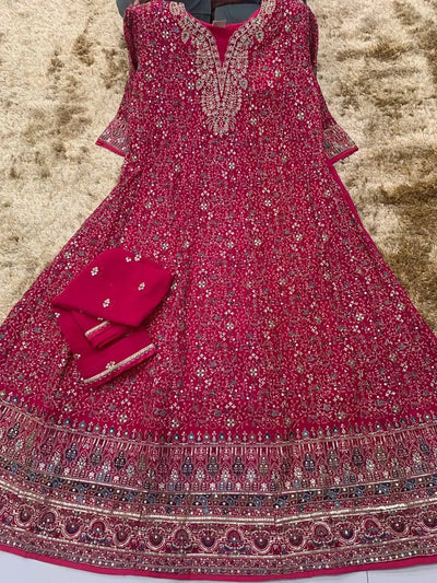 Stunning Georgette Anarkali Gown - Zari & Sequence Embroidery for Festive Wear