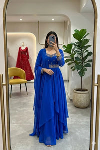 Stunning Georgette Anarkali Suit - Sequin Work Festive Wear for Women