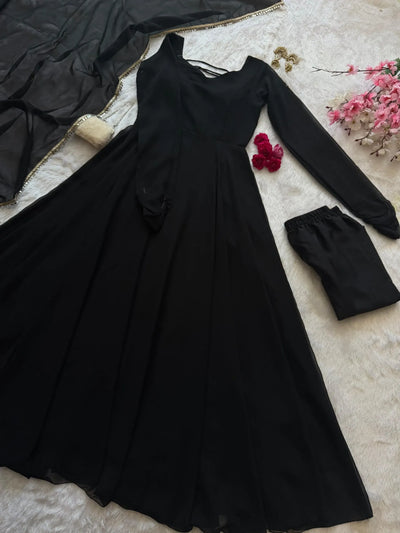 Stunning Georgette Anarkali Suit Set with 8m Flare - Festive Wear for Women