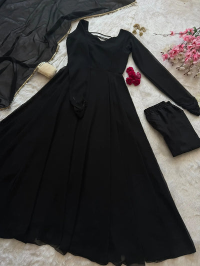 Stunning Georgette Anarkali Suit Set with 8m Flare - Festive Wear for Women
