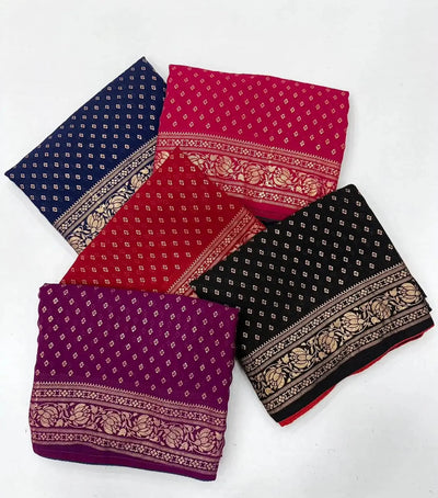 Stunning Georgette Foil Print Saree with Contrast Blouse for Festive Wear