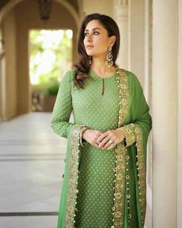 Stunning Georgette Kurti Set with Dupatta - Heavy Embroidery Festive Wear for Women
