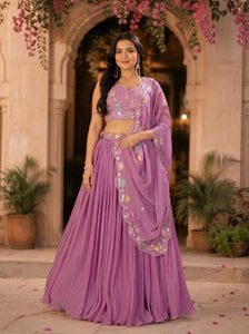 Stunning Georgette Lehenga Choli - Crease Work Design for Festive Wear