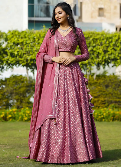 Stunning Georgette Lehenga Choli - Heavy 9mm Sequins & Cancan Flair Festive Wear