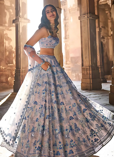 Stunning Georgette Lehenga Choli - Heavy Sequins Embroidery Festive Wear for Women