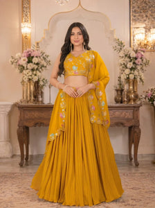 Stunning Georgette Lehenga - Heavy Crease Work Festive Wear for Women