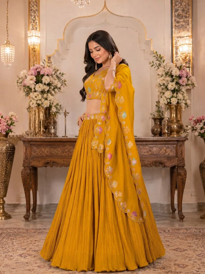 Stunning Georgette Lehenga - Heavy Crease Work Festive Wear for Women