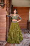 Stunning Georgette Lehenga Jacket Set - Multi-Color Embroidery for Festive Wear