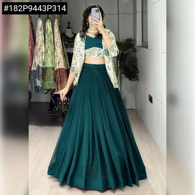 Stunning Georgette Lehenga Set - Stitched with Floral Koti for Festive Wear