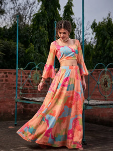 Stunning Georgette Lehenga with Vibrant Prints - Elegant Festive Wear for Women