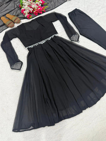 Stunning Georgette Maxi Suit with Koti Work - Festive Wear