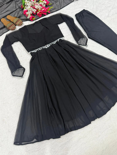 Stunning Georgette Maxi Suit with Koti Work - Festive Wear