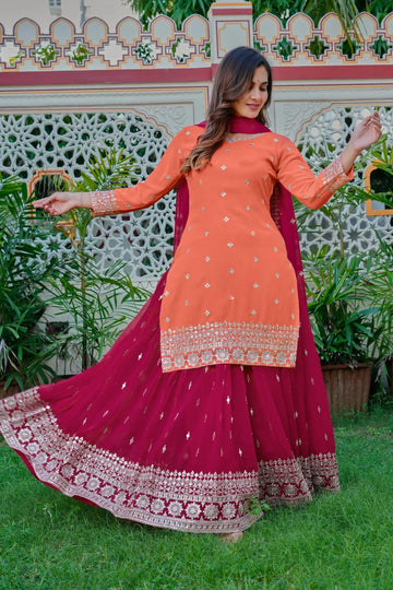 Stunning Georgette Palazzo Suit Set with Heavy Sequin Embroidery - Festive Wear for Women